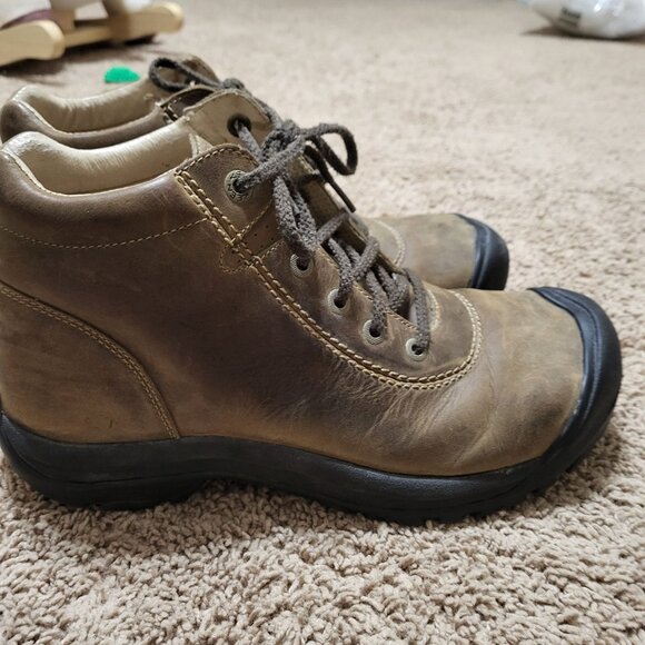 Mens Keen Light Brown Nubuck Leather Lace Up Hiking Outdoor Boots Size 12 - Picture 9 of 16
